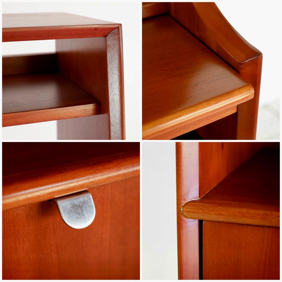 E 新品 北欧 ライティングデスク 机 赤茶色 飾り棚 カフェ テーブル