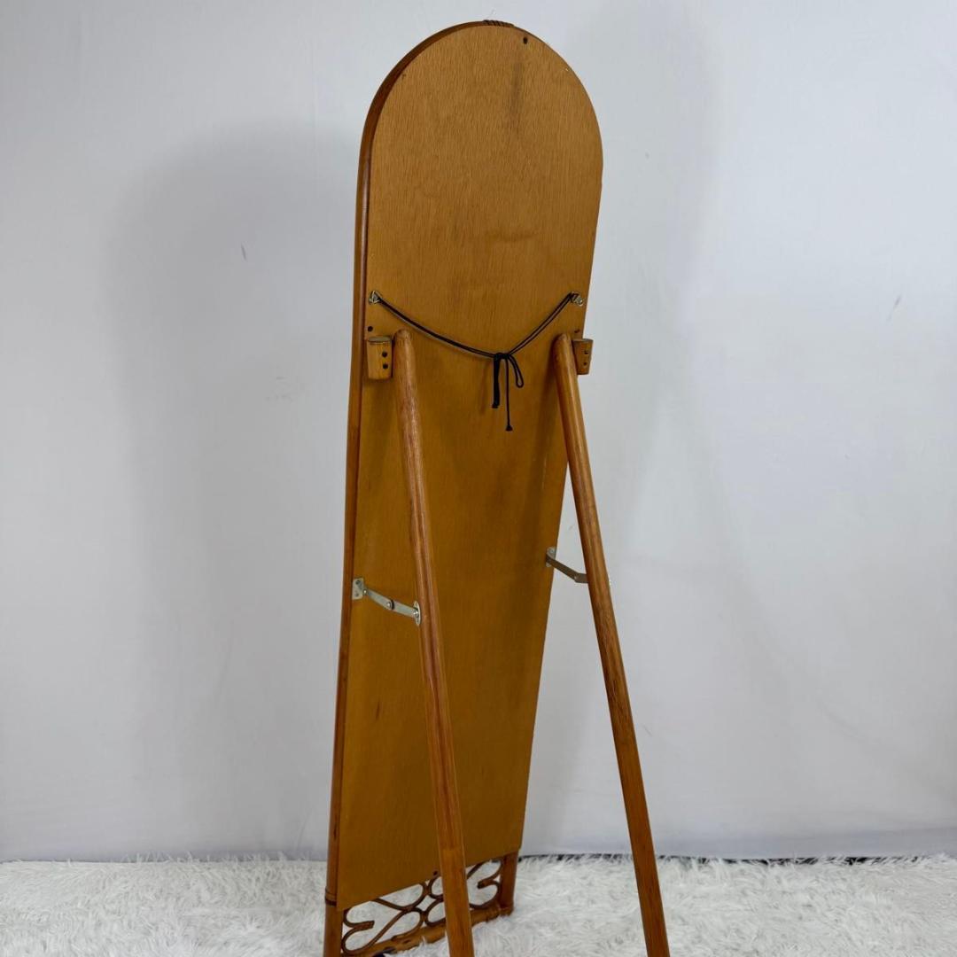 【希少】70〜80s BLUASTRA アンティークミラー　籐　25826-4