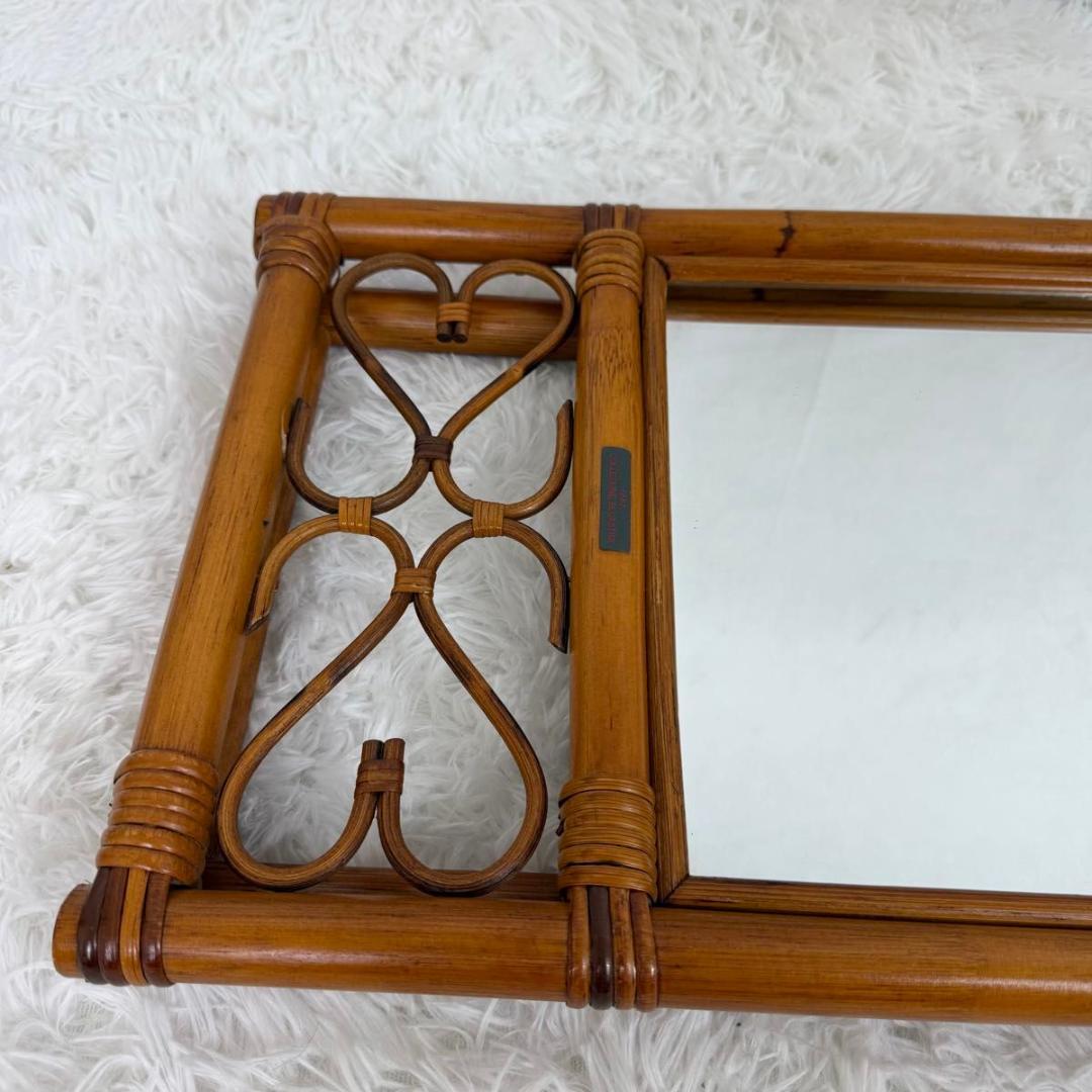 【希少】70〜80s BLUASTRA アンティークミラー　籐　25826-4