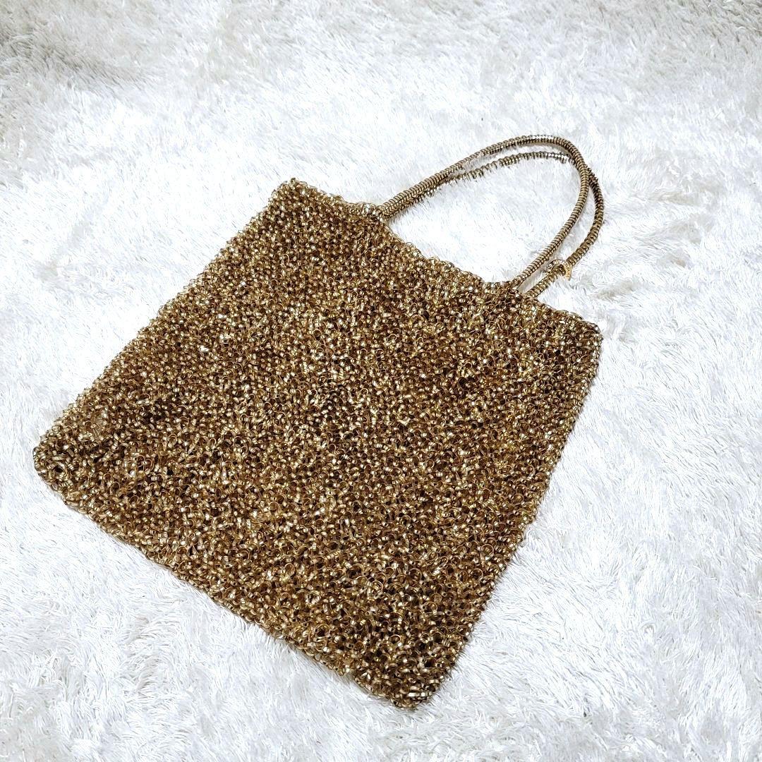 美品 アンテプリマ ゴールド スクエア スタンダード ワイヤーバッグ