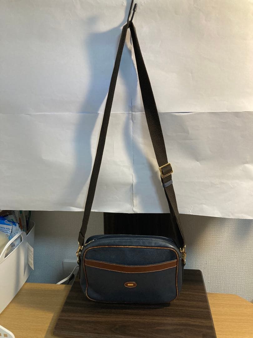 バリーBally ネイビー レザー ショルダーバッグ本革 - メルカリ