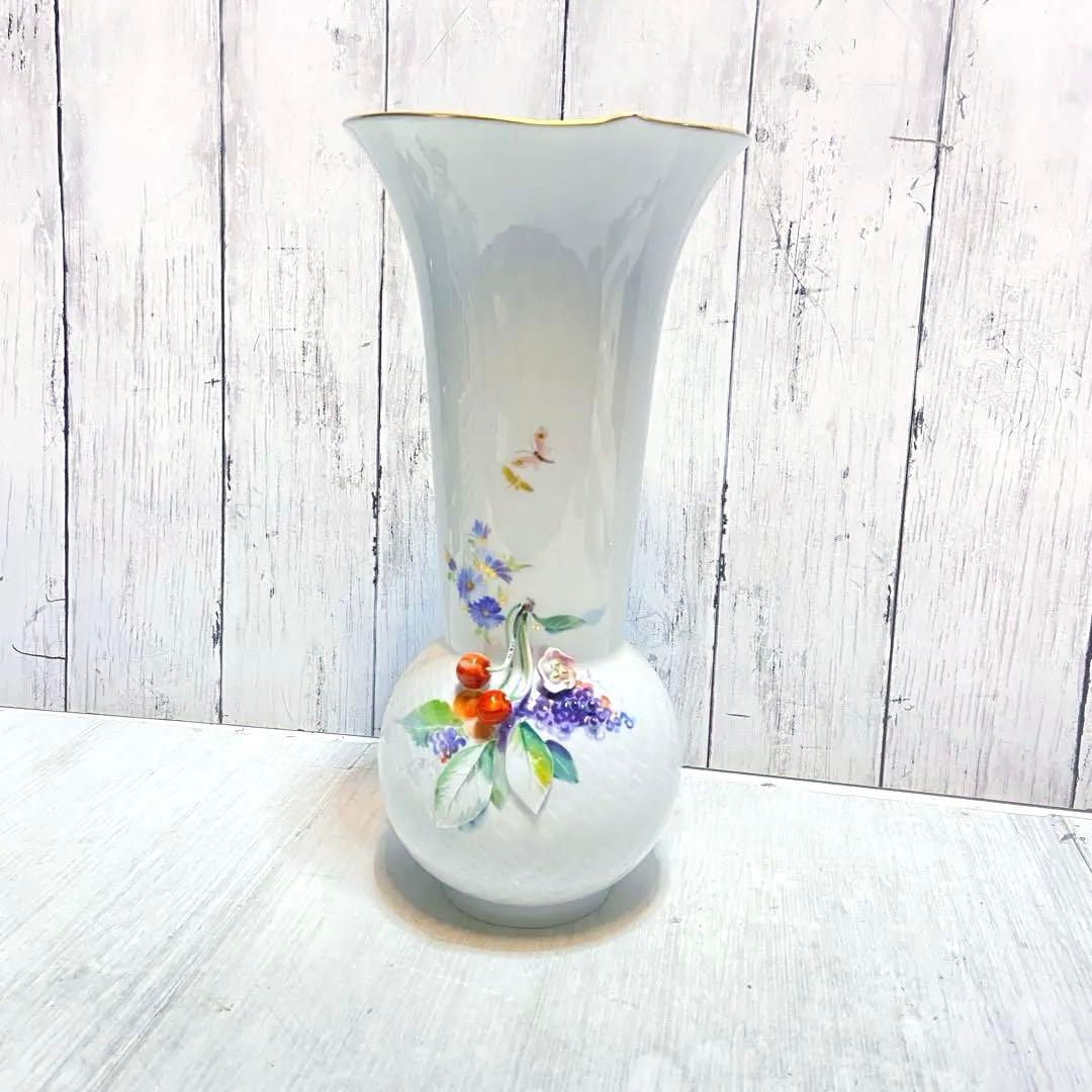 美品⭐️マイセン　波の戯れ　チェリー　花瓶　フラワーベース