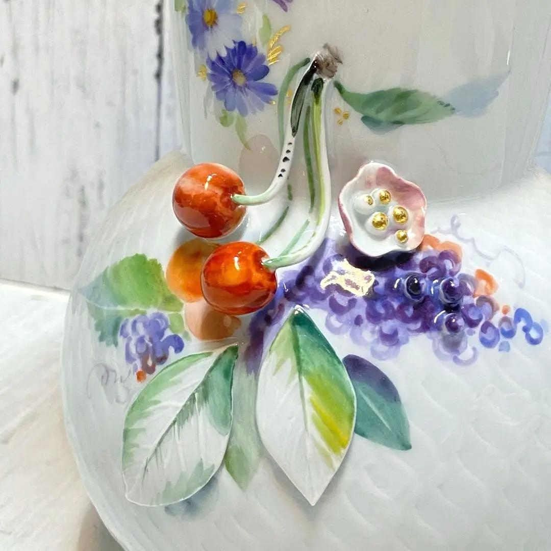 美品⭐️マイセン　波の戯れ　チェリー　花瓶　フラワーベース