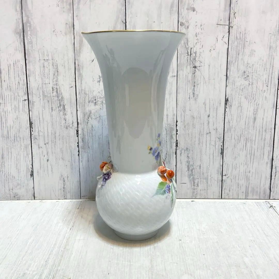 美品⭐️マイセン　波の戯れ　チェリー　花瓶　フラワーベース