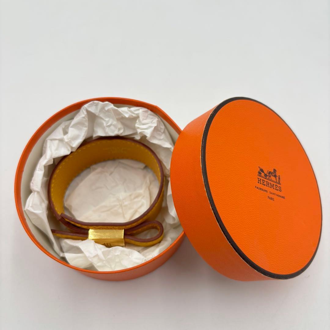 【美品】HERMES エルメス アルテミス レザー ブレスレット イエロー 箱付