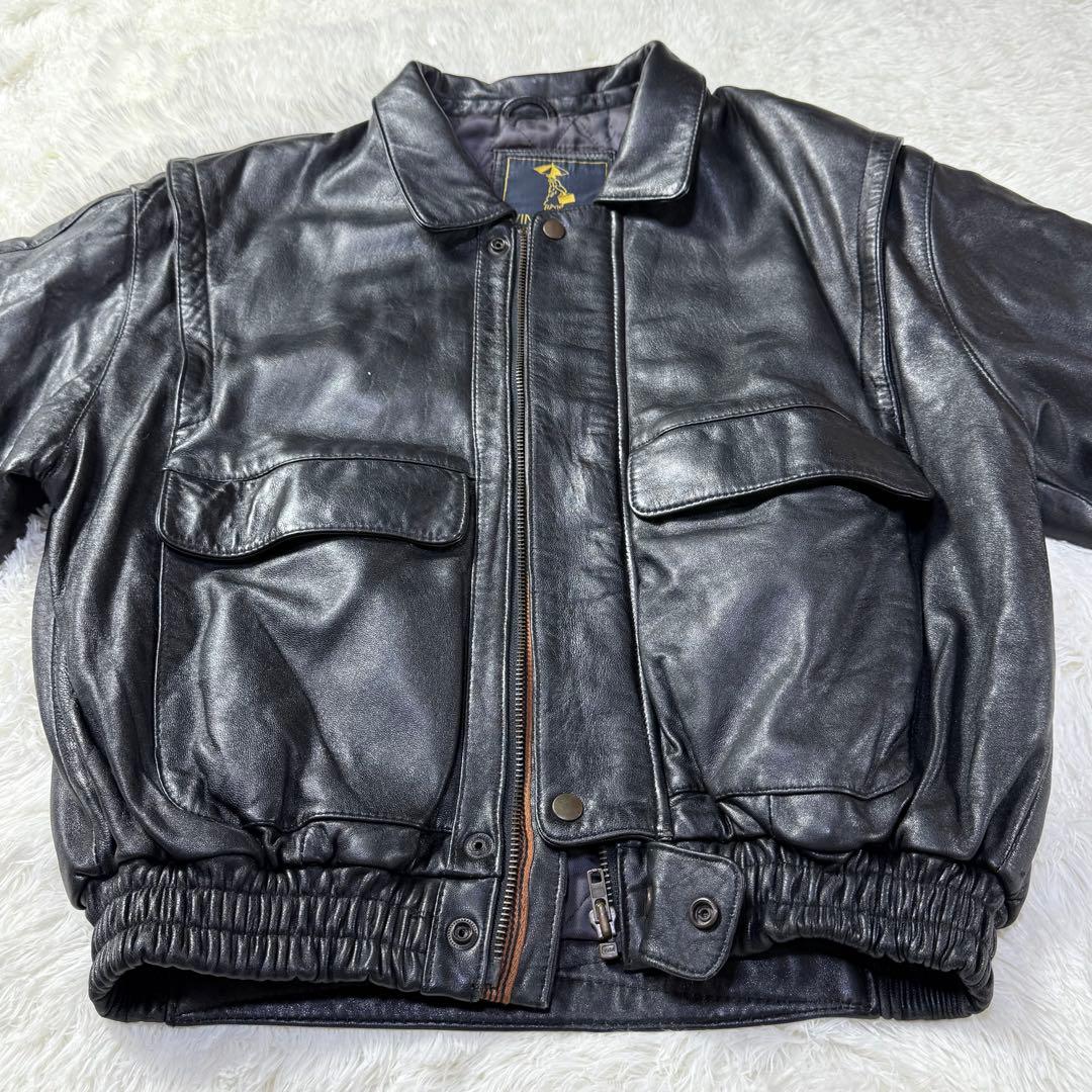 美品】90s A-2 ブラックレザー フライトジャケット L 羊革 短丈 - メルカリ