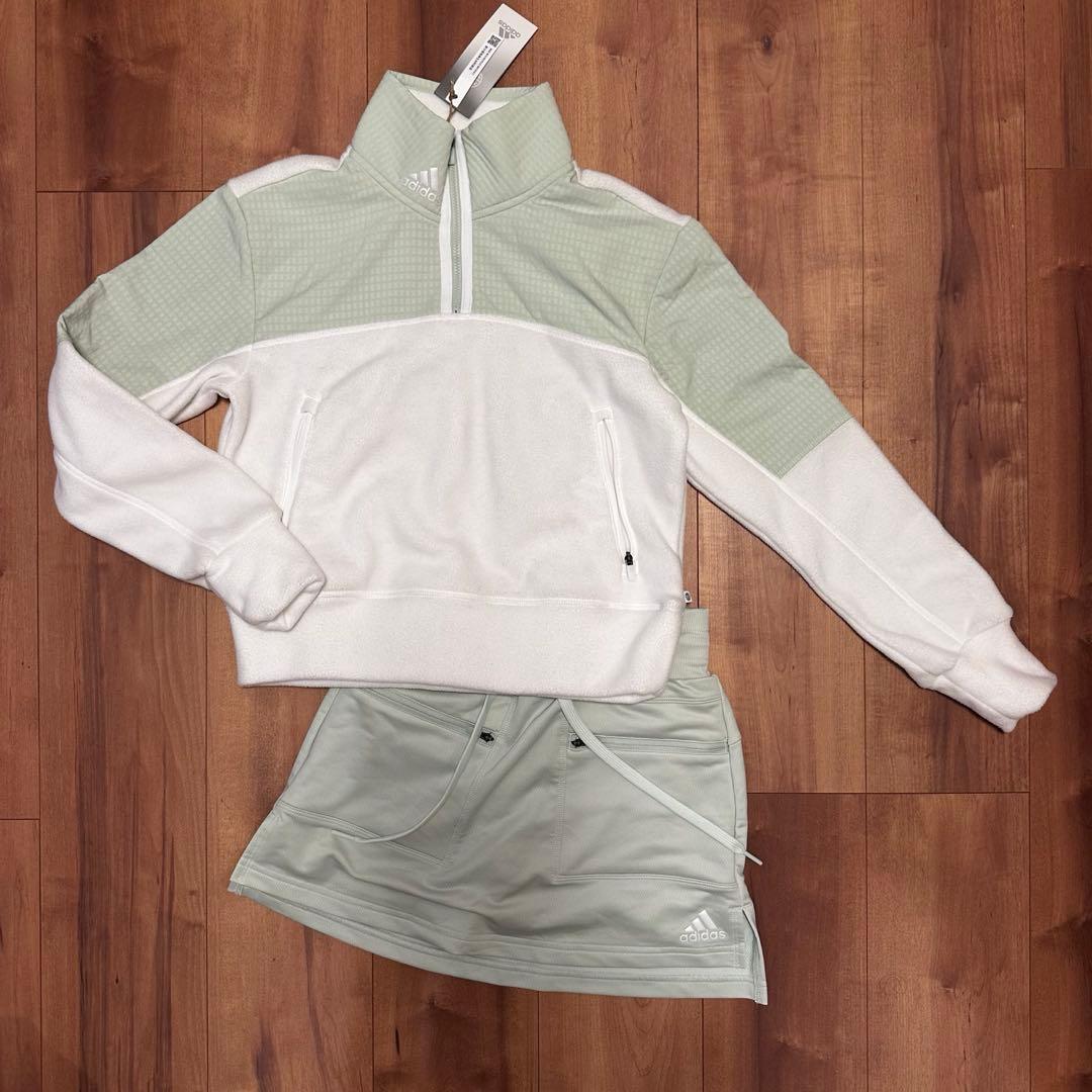 クロップド丈　長袖　フリース　ストレッチ　スカート　セットアップ　XS 秋冬