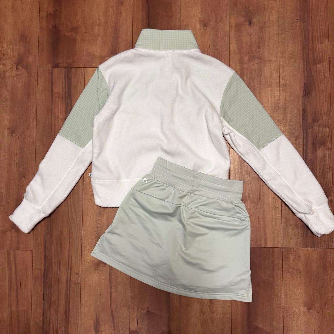 クロップド丈　長袖　フリース　ストレッチ　スカート　セットアップ　XS 秋冬