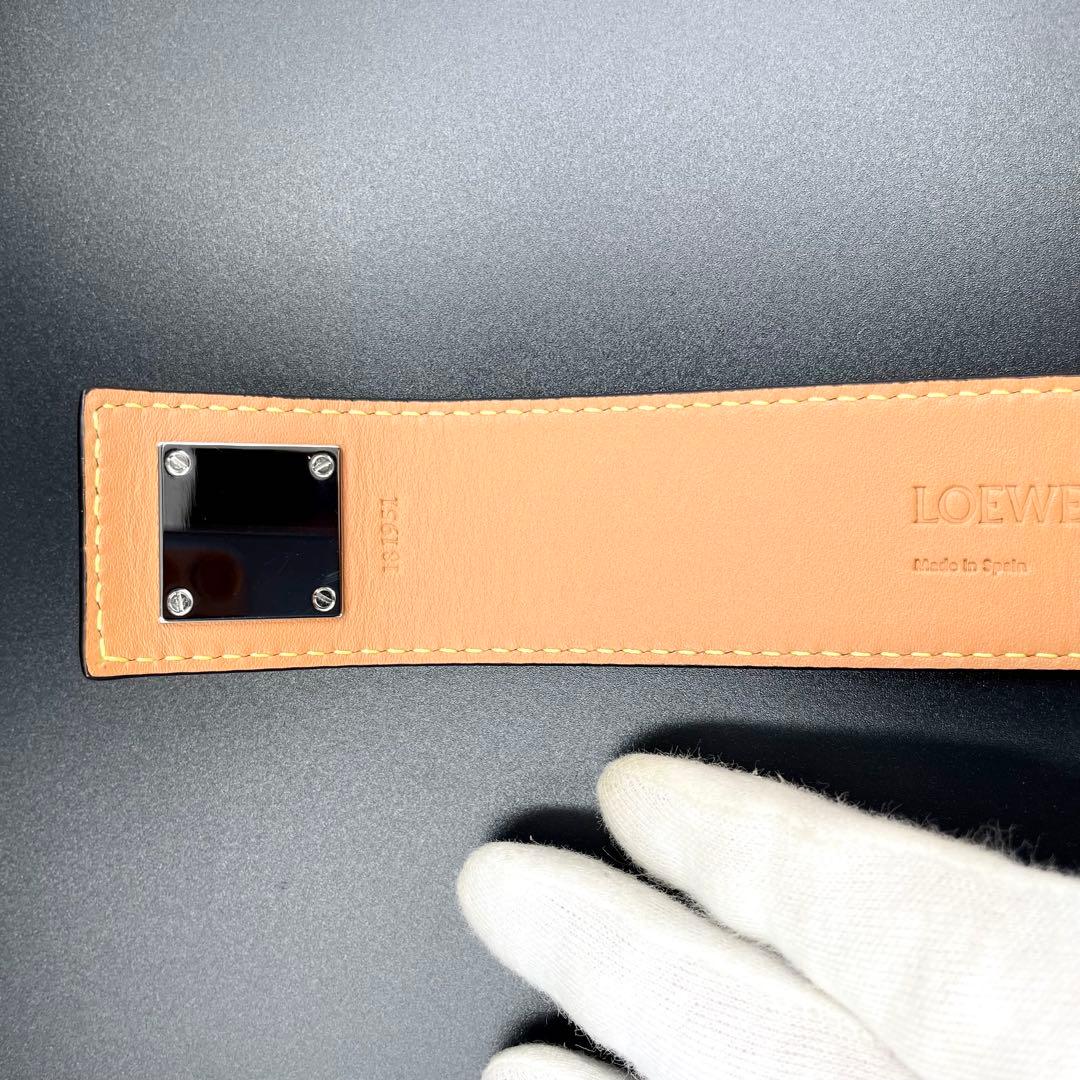 極美品・鑑定済★ロエベ　アナグラム　ブレスレット　バングル　レザー　ブラック