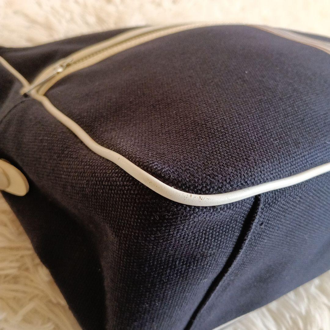 バーバリーブラックレーベルネイビーキャンバスショルダーバッグ