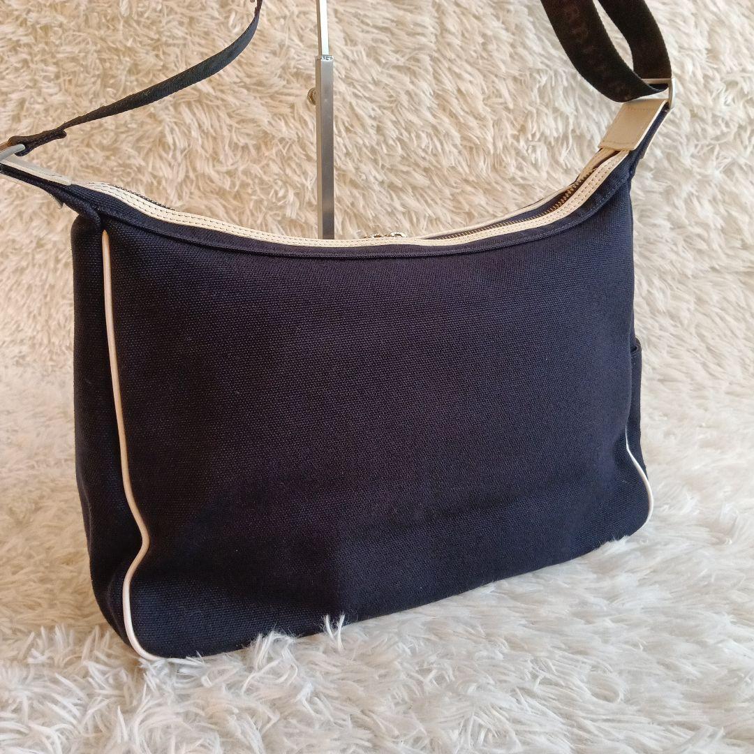 バーバリーブラックレーベルネイビーキャンバスショルダーバッグ