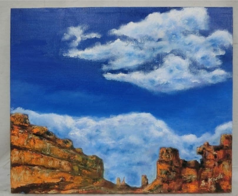 油彩 F8 アリゾナ バリーモニュメント サイン有り S.Koide 自然 絵画 有名