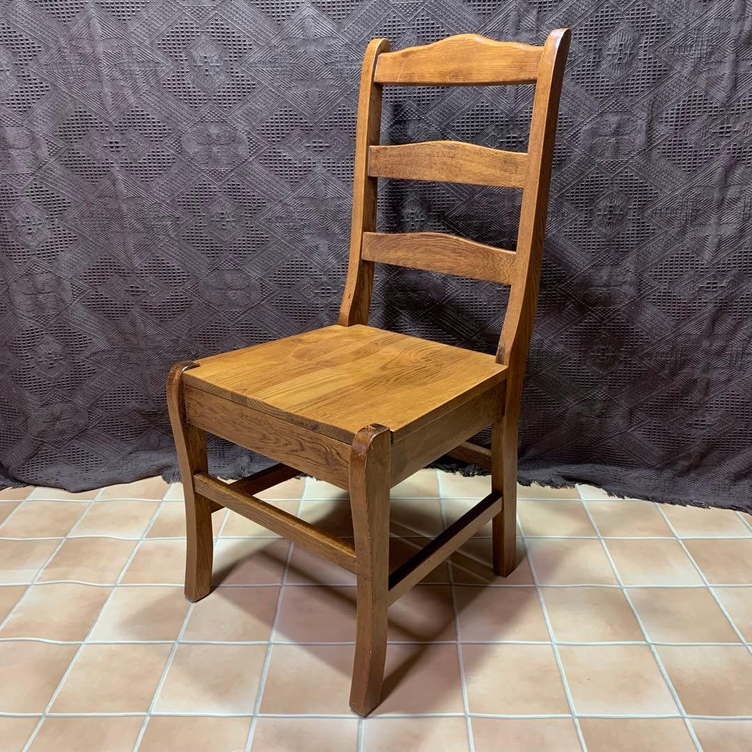 【②】ラダーバックチェア ヴィンテージ オーク材 無垢材 民芸家具