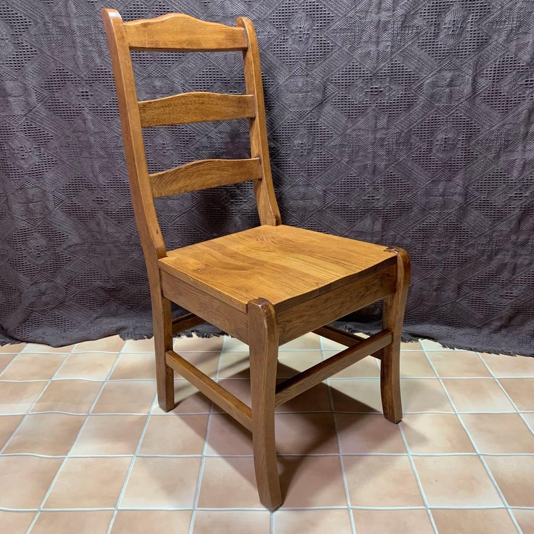【②】ラダーバックチェア ヴィンテージ オーク材 無垢材 民芸家具