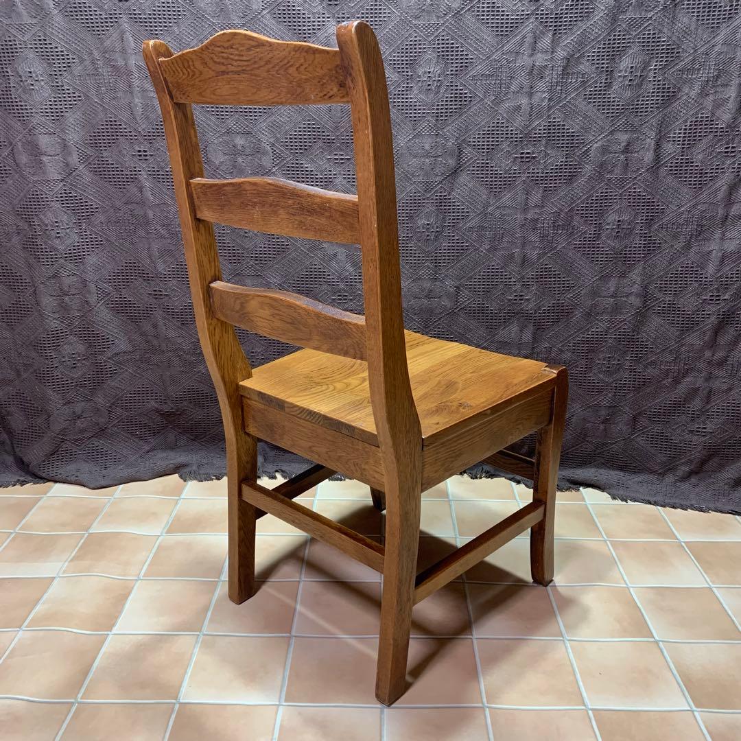 【②】ラダーバックチェア ヴィンテージ オーク材 無垢材 民芸家具
