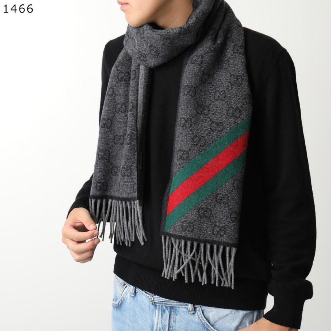 新品✨高級カシミヤGUCCIマフラー❗️箱紙袋セット❗️グッチマフラー　カシミヤ