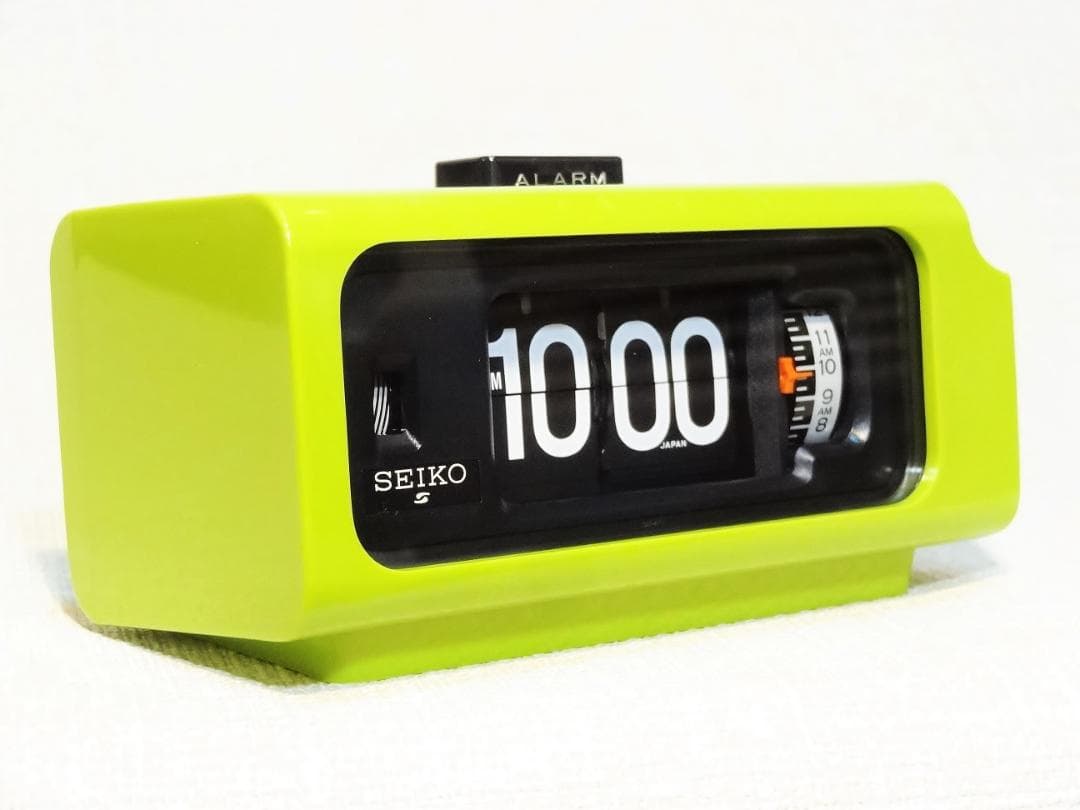 セイコー デジタルクロック パタパタ時計 DP663M【黄緑】動作確認済み