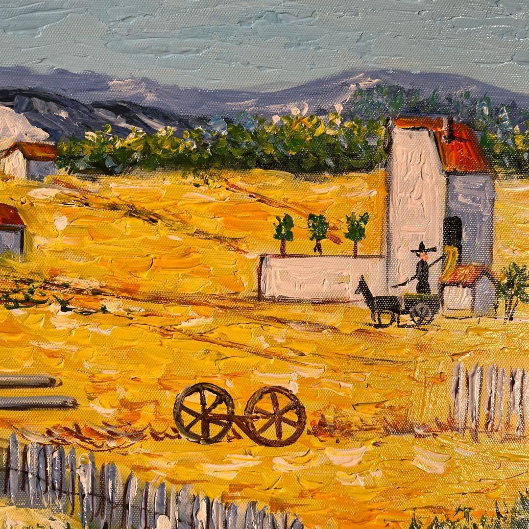 ☆秀作☆ 手書き油絵 ゴッホ ラ・クローの収穫 額付 肉筆絵画 油彩画