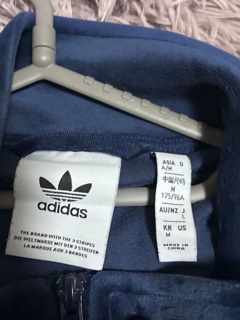adidas ネイビー ベロアトラックジャケット M