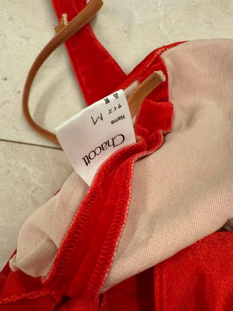 社交ダンス　チャコット　ラテン　ドレス　M レッド　赤　クリスマス