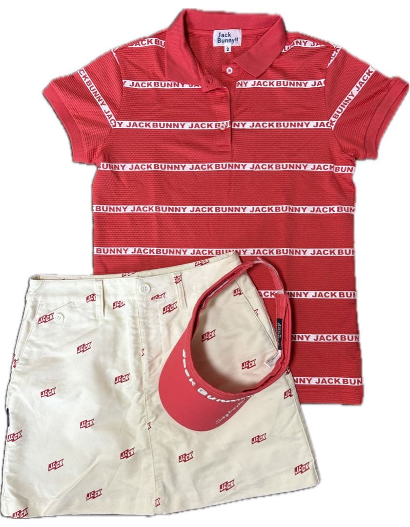 JACK BUNNY ジャックバニー　半袖　ポロシャツ　ボーダー　ピンク