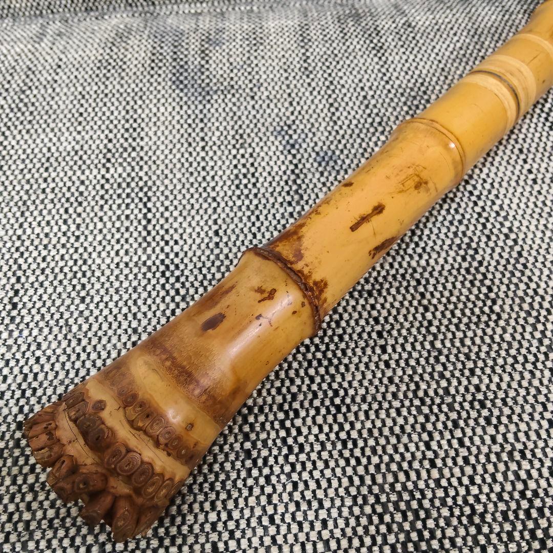 【琴古流】尺八【山口四郎】作 在銘 和楽器 時代物 全長約56cm 一尺八寸