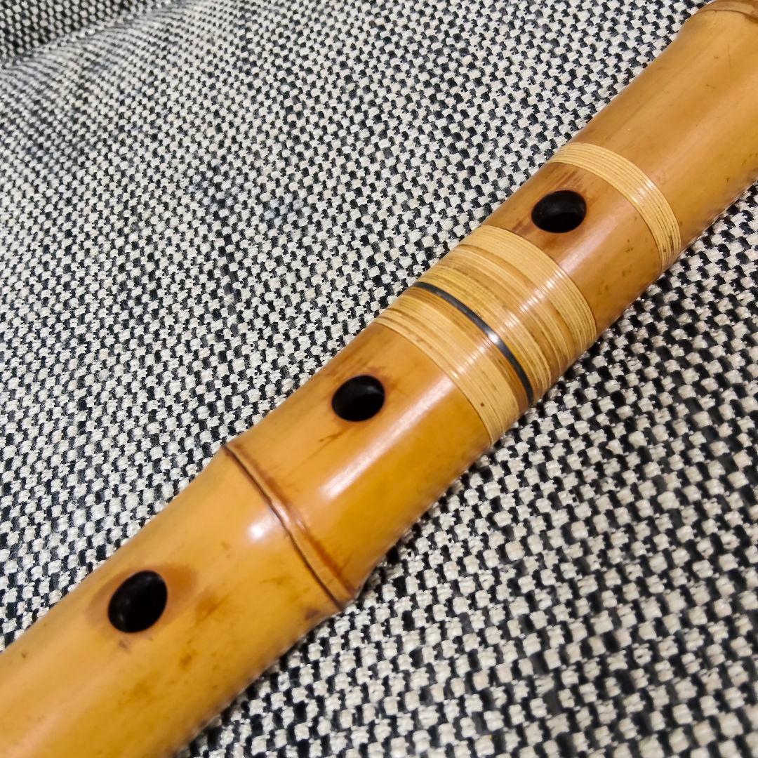 【琴古流】尺八【山口四郎】作 在銘 和楽器 時代物 全長約56cm 一尺八寸