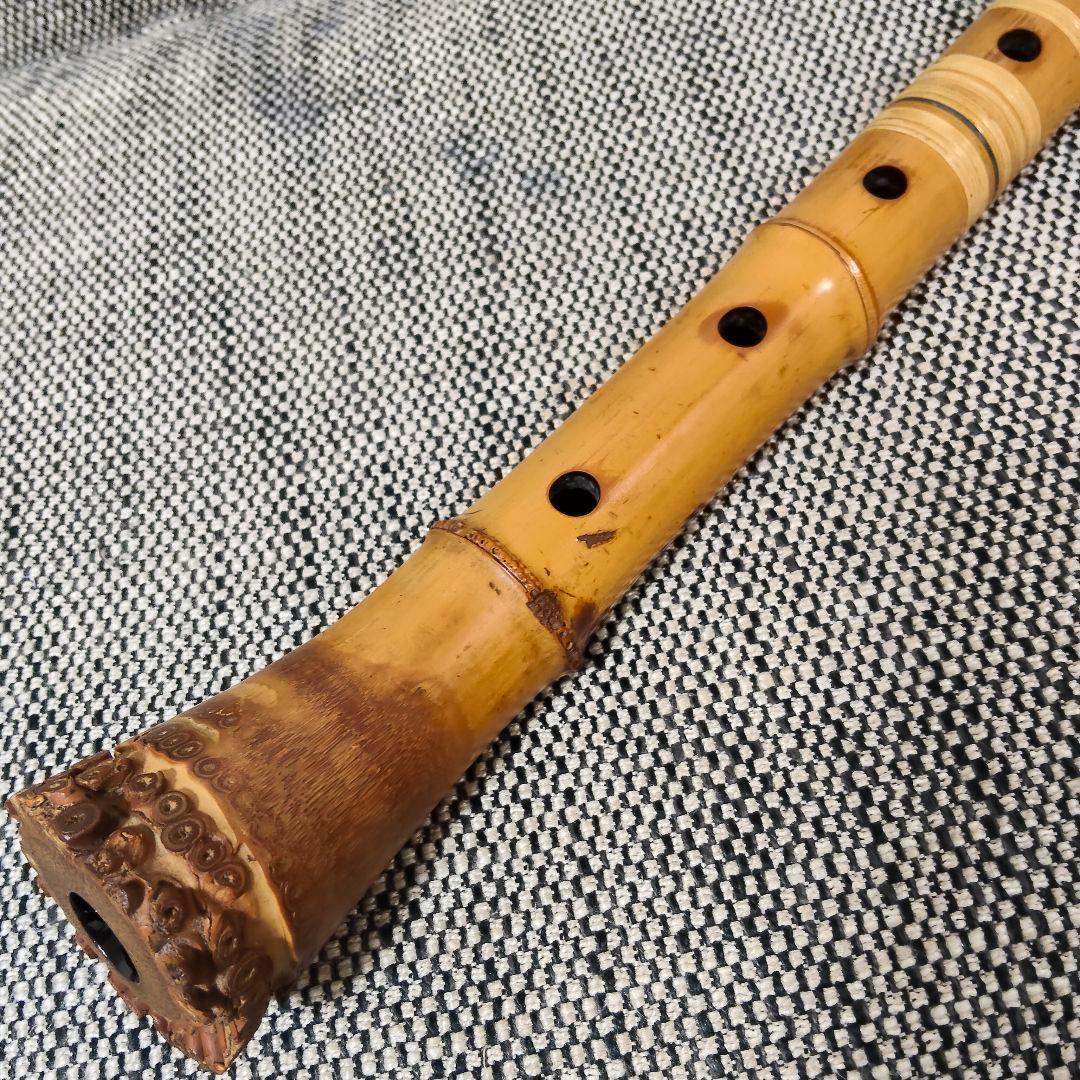 【琴古流】尺八【山口四郎】作 在銘 和楽器 時代物 全長約56cm 一尺八寸