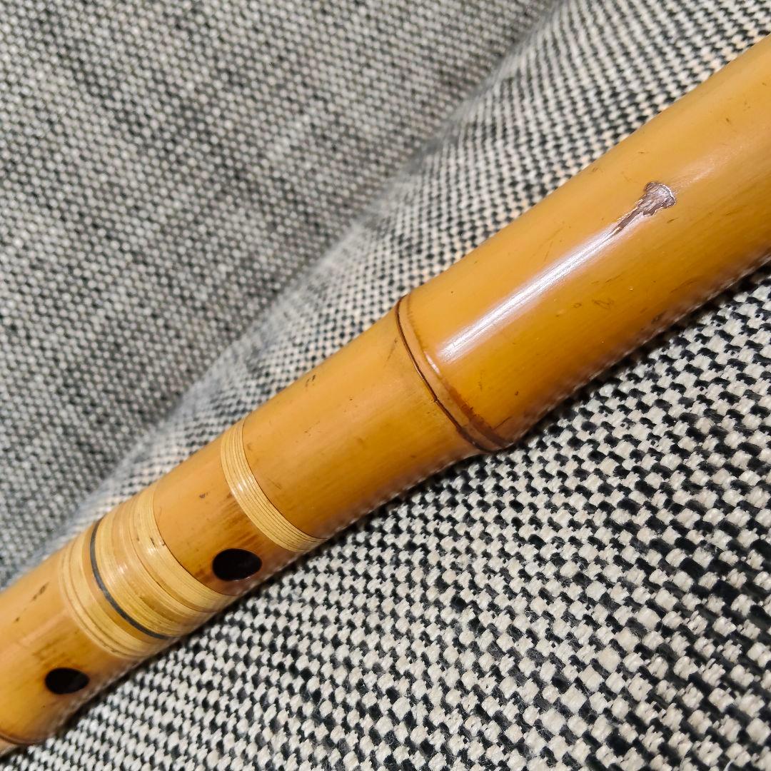 【琴古流】尺八【山口四郎】作 在銘 和楽器 時代物 全長約56cm 一尺八寸