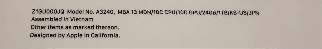 Apple MacBook 13インチ M4 24GB/1TB US配列 13”