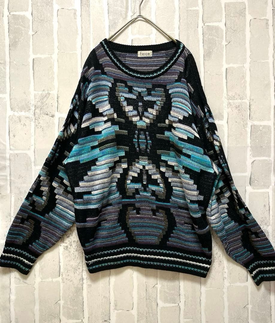 FICCE フィッチェ ヨシユキコニシ ニット セーター L Y2K アート柄