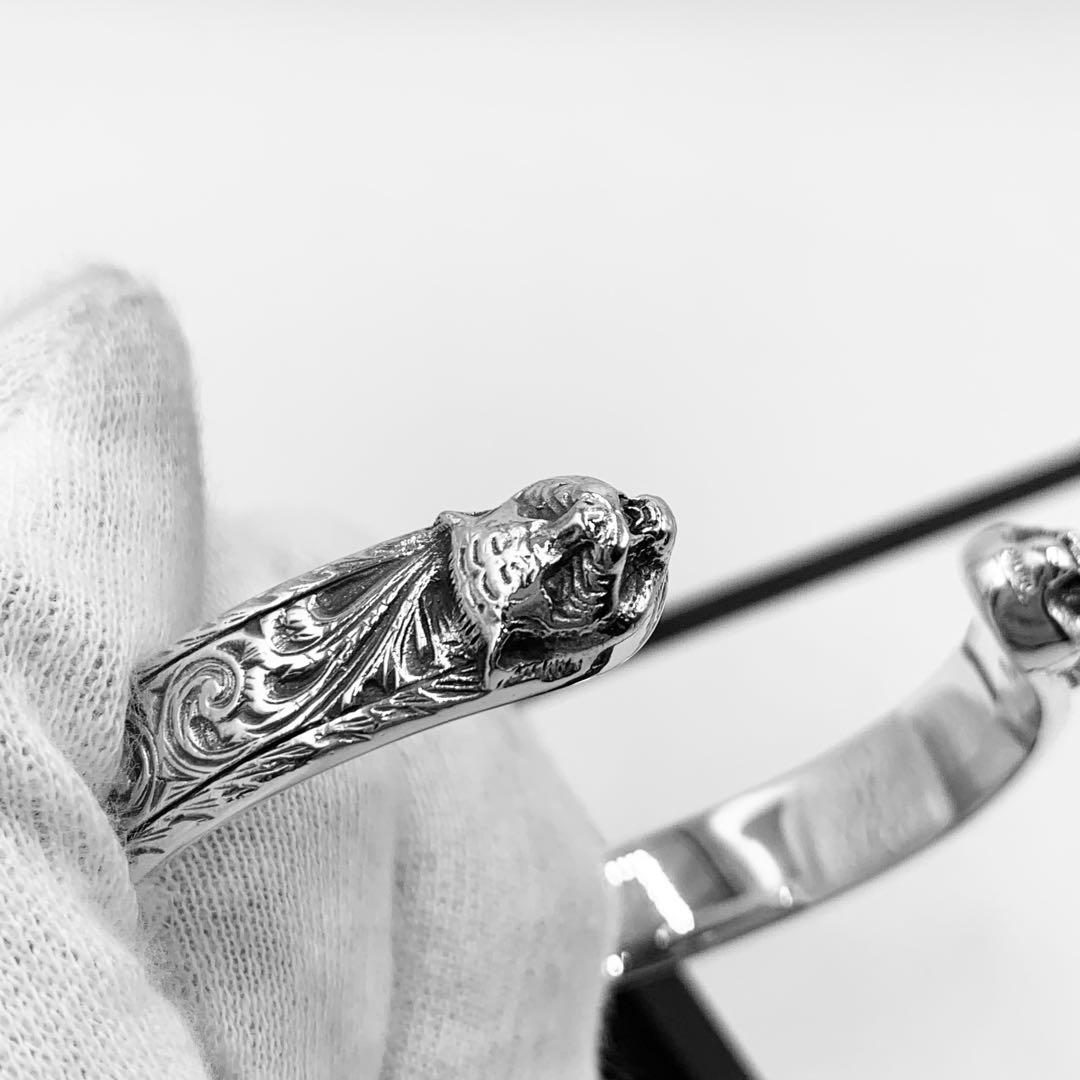 美品/希少】GUCCI バングルキャットタイガーヘッドアラベスク燻