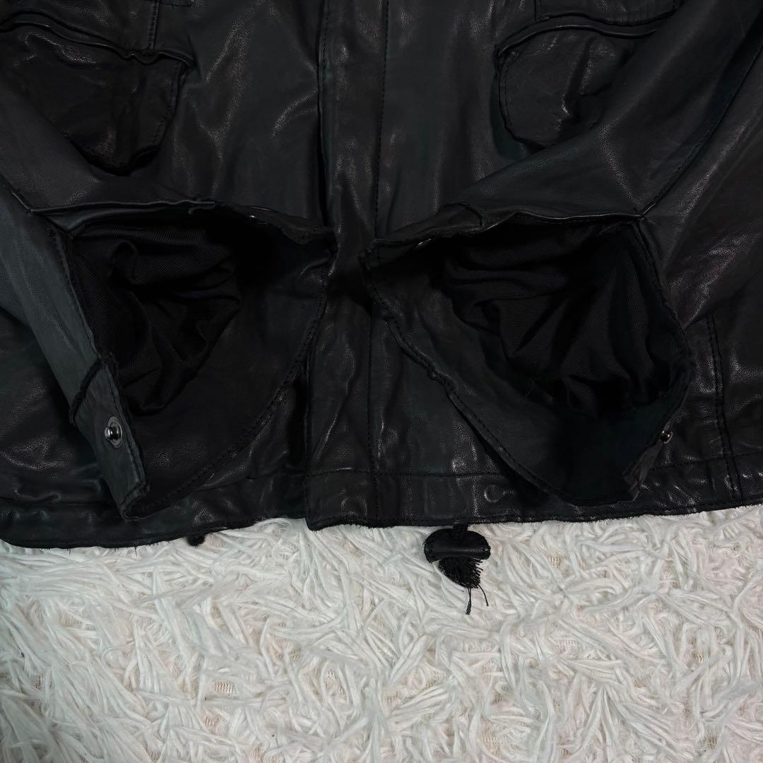 極美品/牛革✨シシ レザージャケット M-65 フード収納 2way ライダース