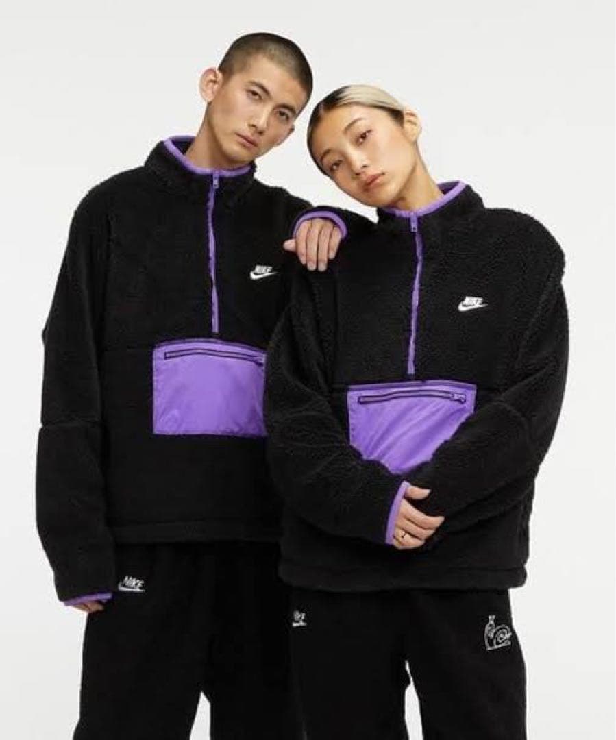 Nike フリースジャケット ブラック/パープル - メルカリ
