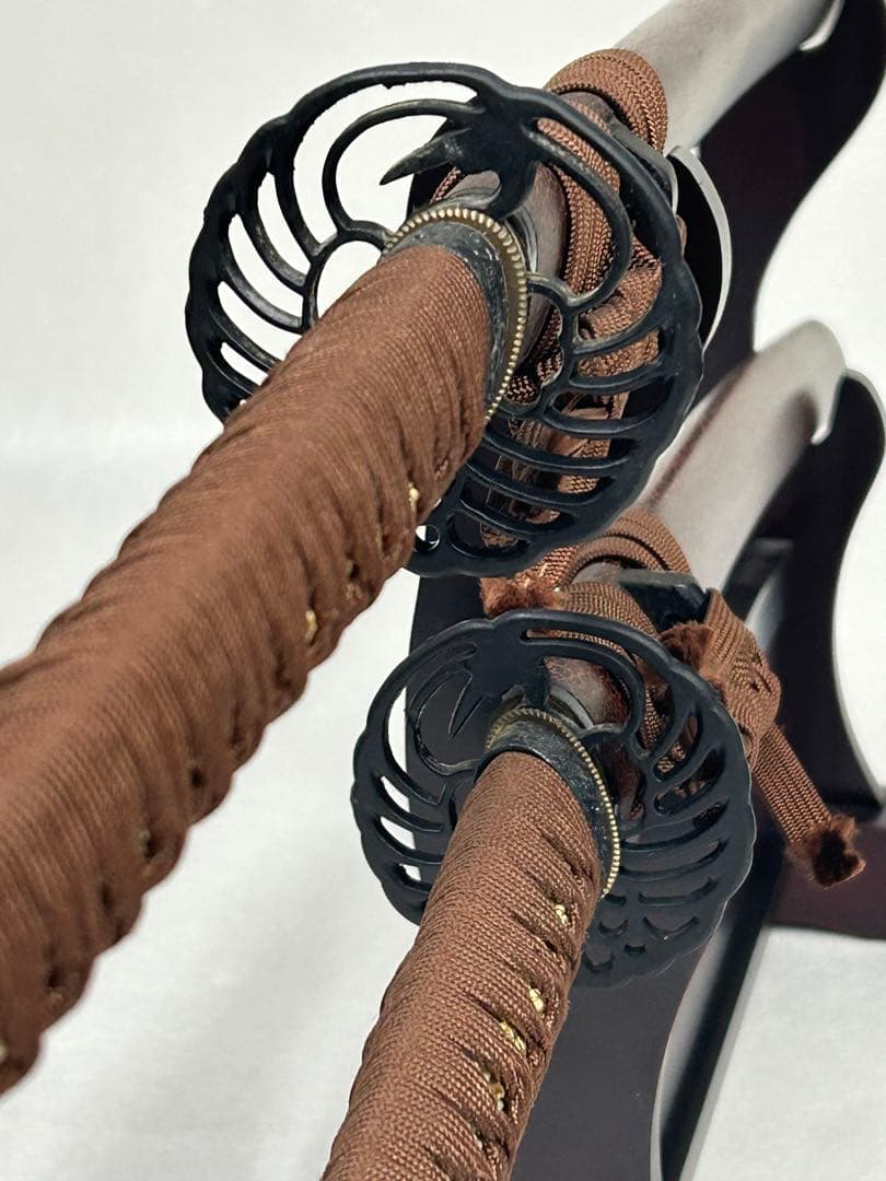 模造刀 刀 日本刀 武具 大小2本セット　鶴透かし鍔　美品 コレクション