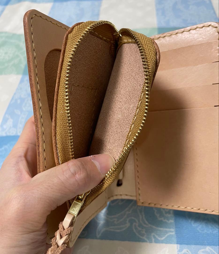 doさん専用　ミドルウォレット　手染め　青　本革　ハンドメイド