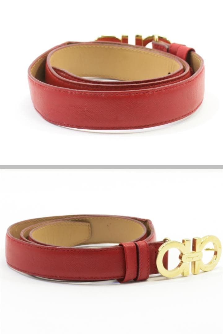 フェラガモ　ガンチーニバックルベルト　レザー　size M　赤　18706905