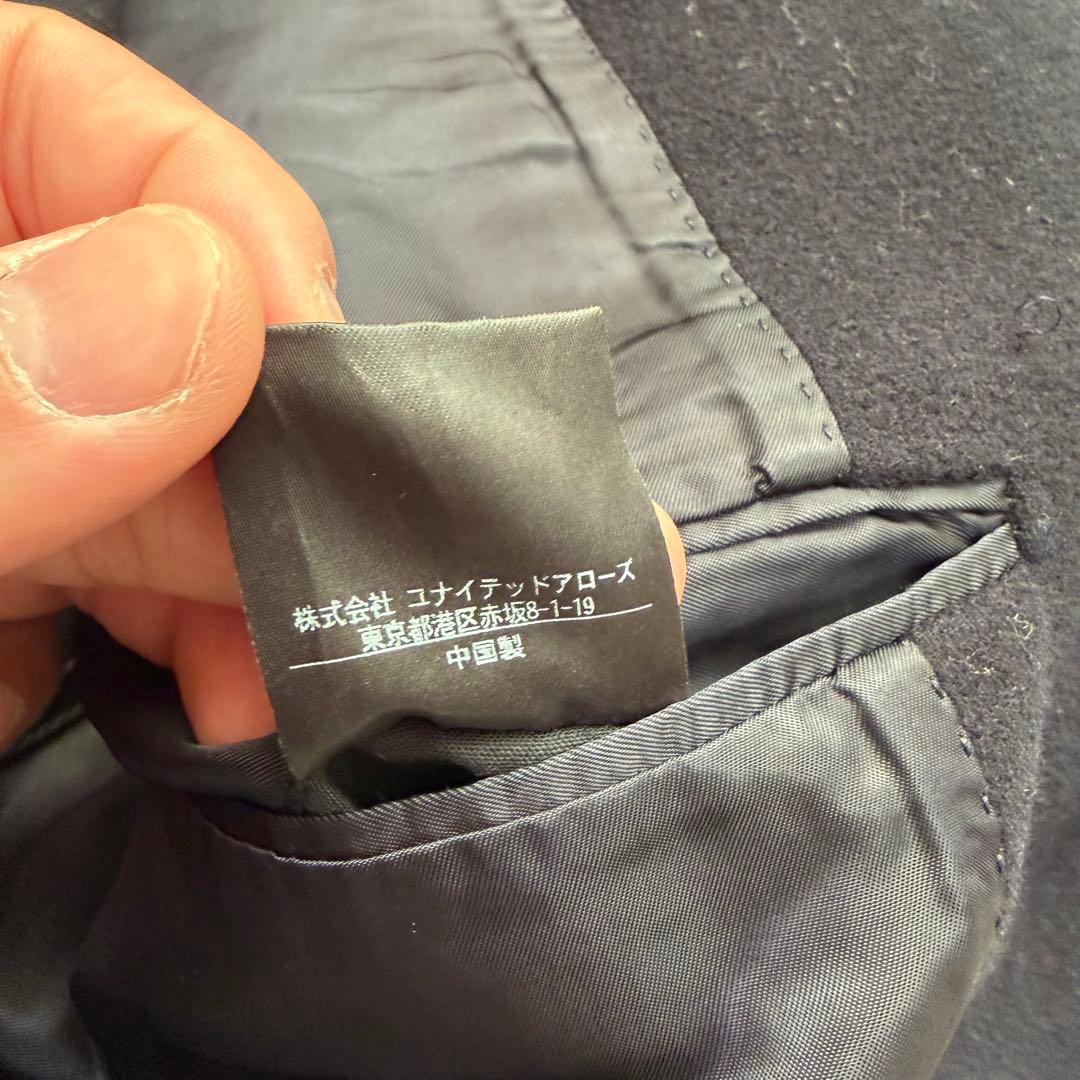 近年美品　ユナイテッドアローズ　チェスターコート　ロングコート　ネイビー　ウール