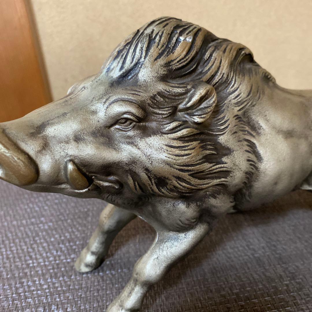 hope 古銅 猪 置物 M R4272 ヴィンテージ イノシシモチーフオブジェ