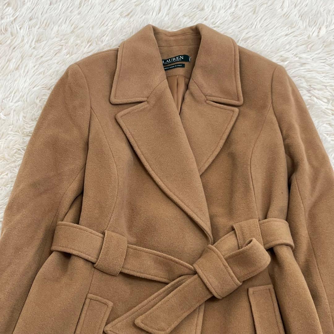 ローレンラルフローレン カシミヤ混 ロングチェスターコート キャメル