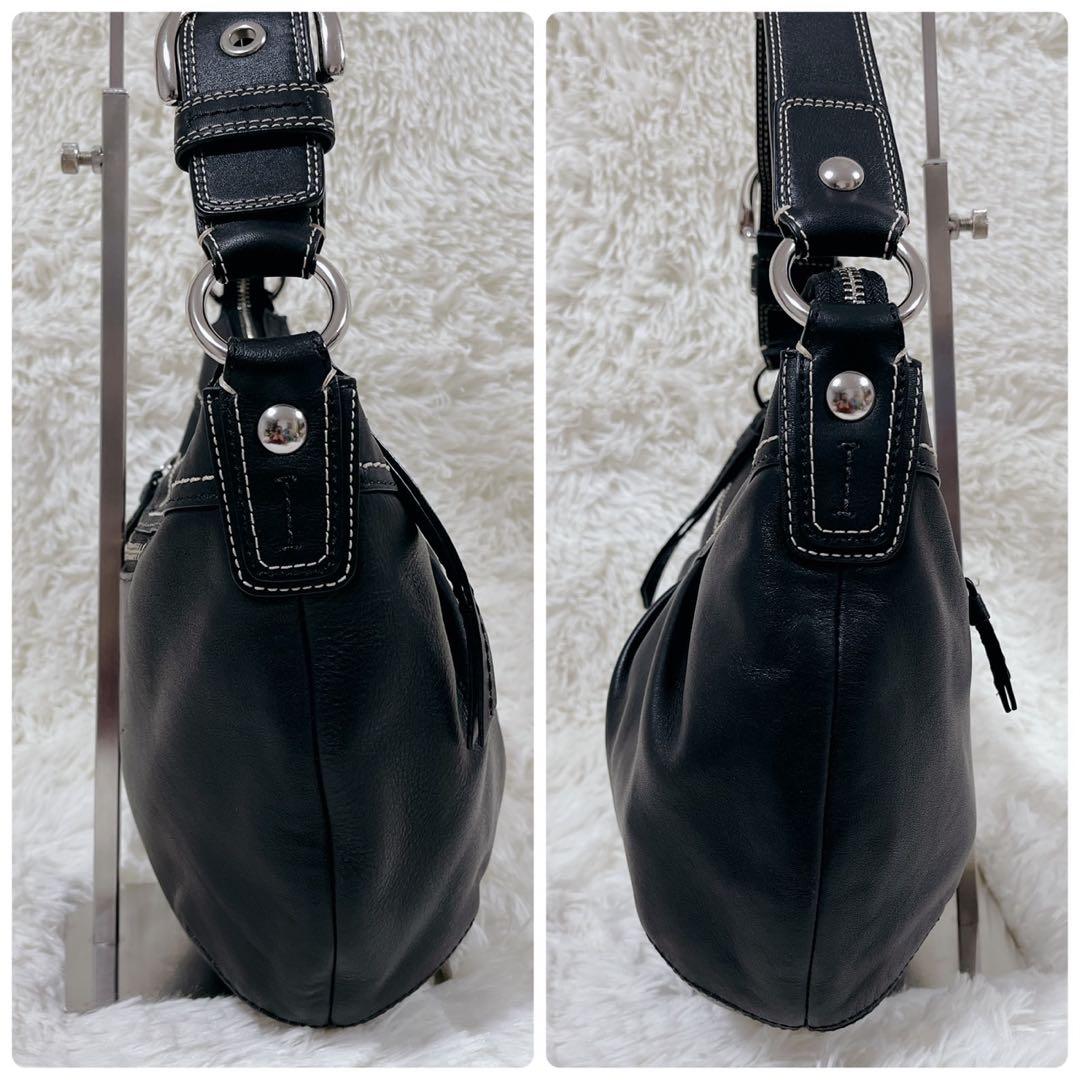 【人気型・美品】コーチ ワンショルダーバッグ ハーフムーン レザー ホーボー 黒