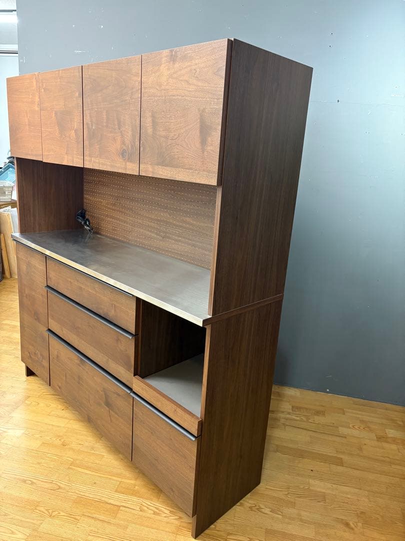 M057 関具製　高級食器棚　レンジボード　カップボード　幅1600ｍｍ