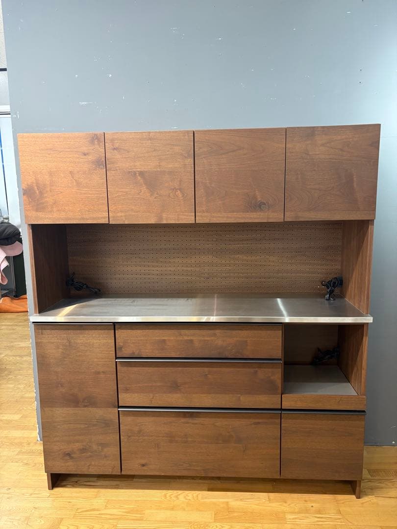 M057 関具製　高級食器棚　レンジボード　カップボード　幅1600ｍｍ