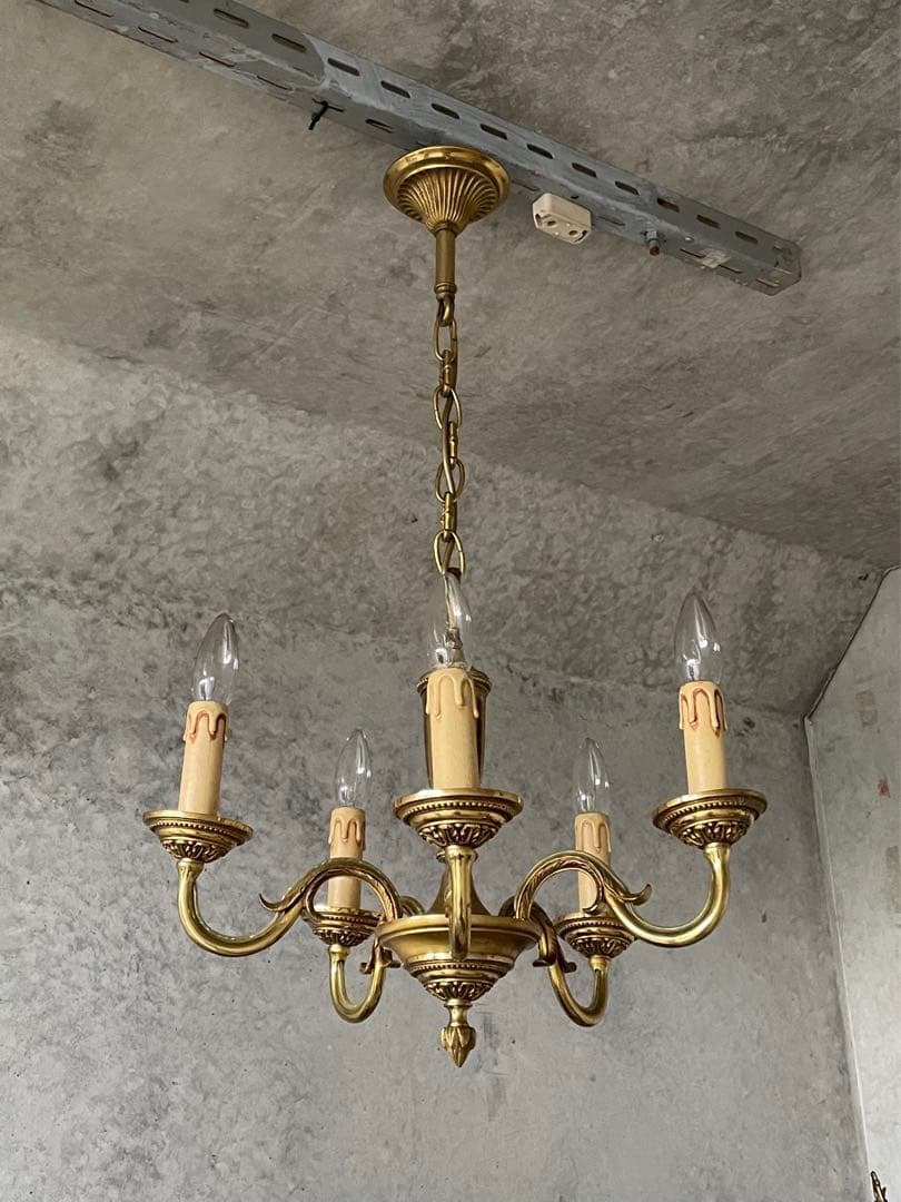 激安！5-9.フランス アンティーク シャンデリア 5灯 キャンドル ブロンズ