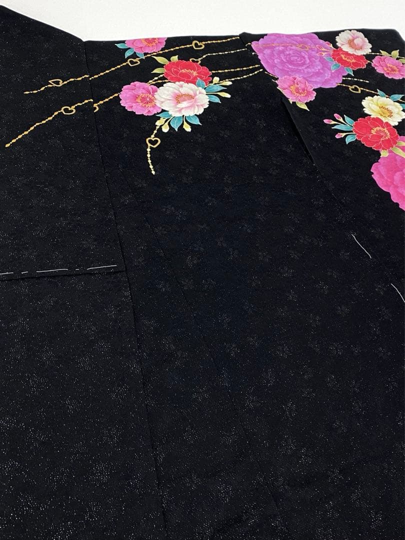 振袖 LeahDizon 仮絵羽 銀通し 刺繍 ストーン 正絹 未仕立て 八掛付