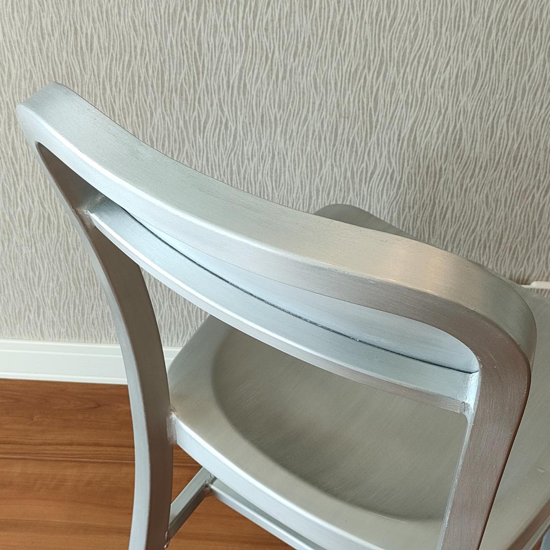 ヴィンテージ　アルミニウム 　チェア　座刳り　サイドチェア①