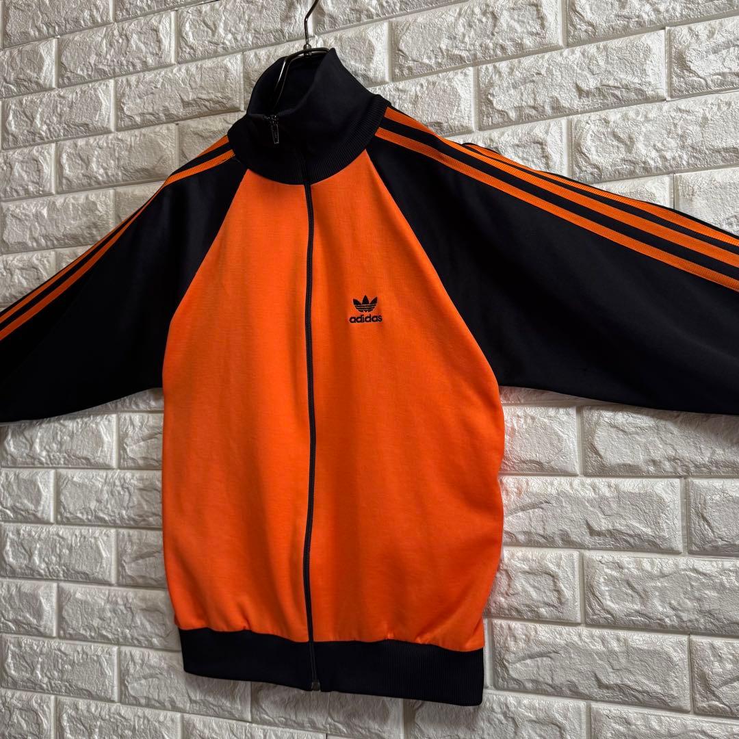 ◆西ドイツ時代／美品◆ 80s アディダス デサント製ジャージ 黒×橙