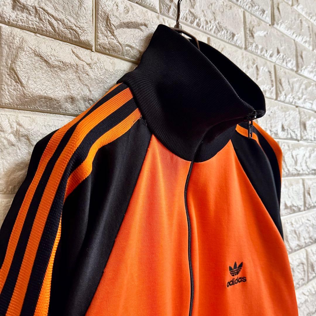 ◆西ドイツ時代／美品◆ 80s アディダス デサント製ジャージ 黒×橙
