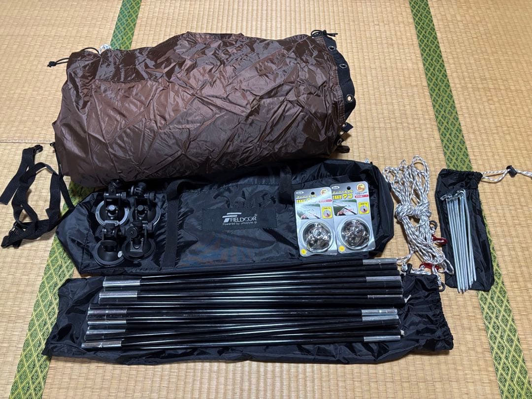 FIELDOOR　フィールドア カーサイドシェルタータープ ブラウン