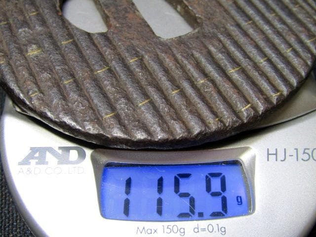 ★武具　刀装具　刀　鉄鍔　横線の金象嵌★